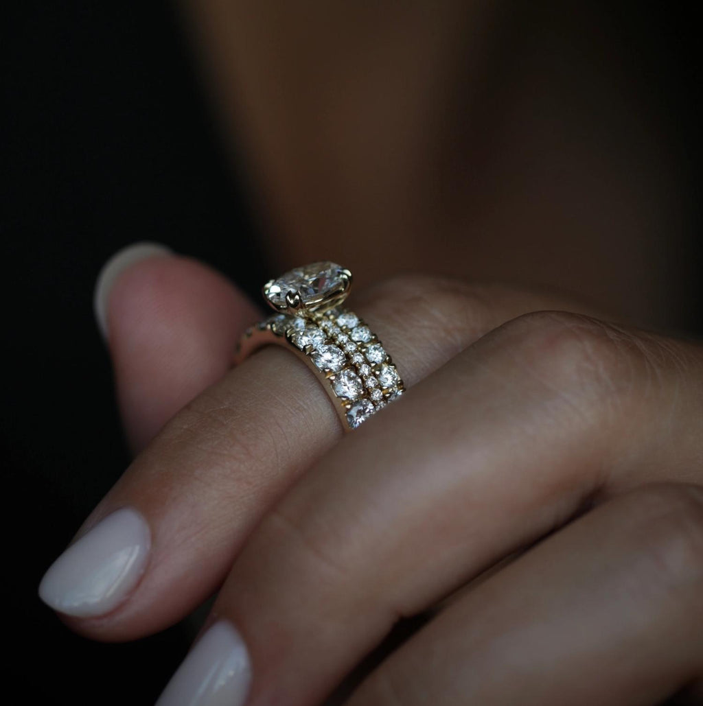 Oval Cut Pave Lab Grown Diamond Engagement Ring