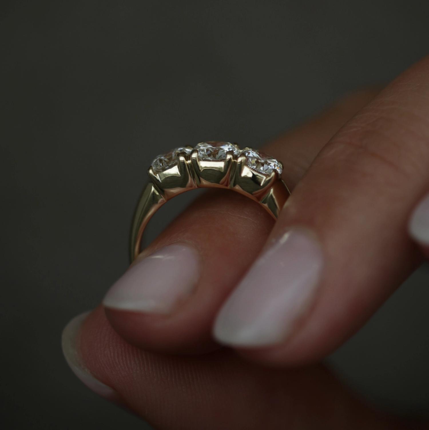 1.50 CT Round Three Stones Lab Grown Diamond Wedding Band