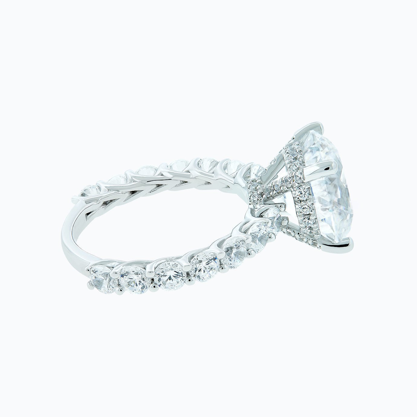 Round Pave Lab Grown Diamond Engagement Ring