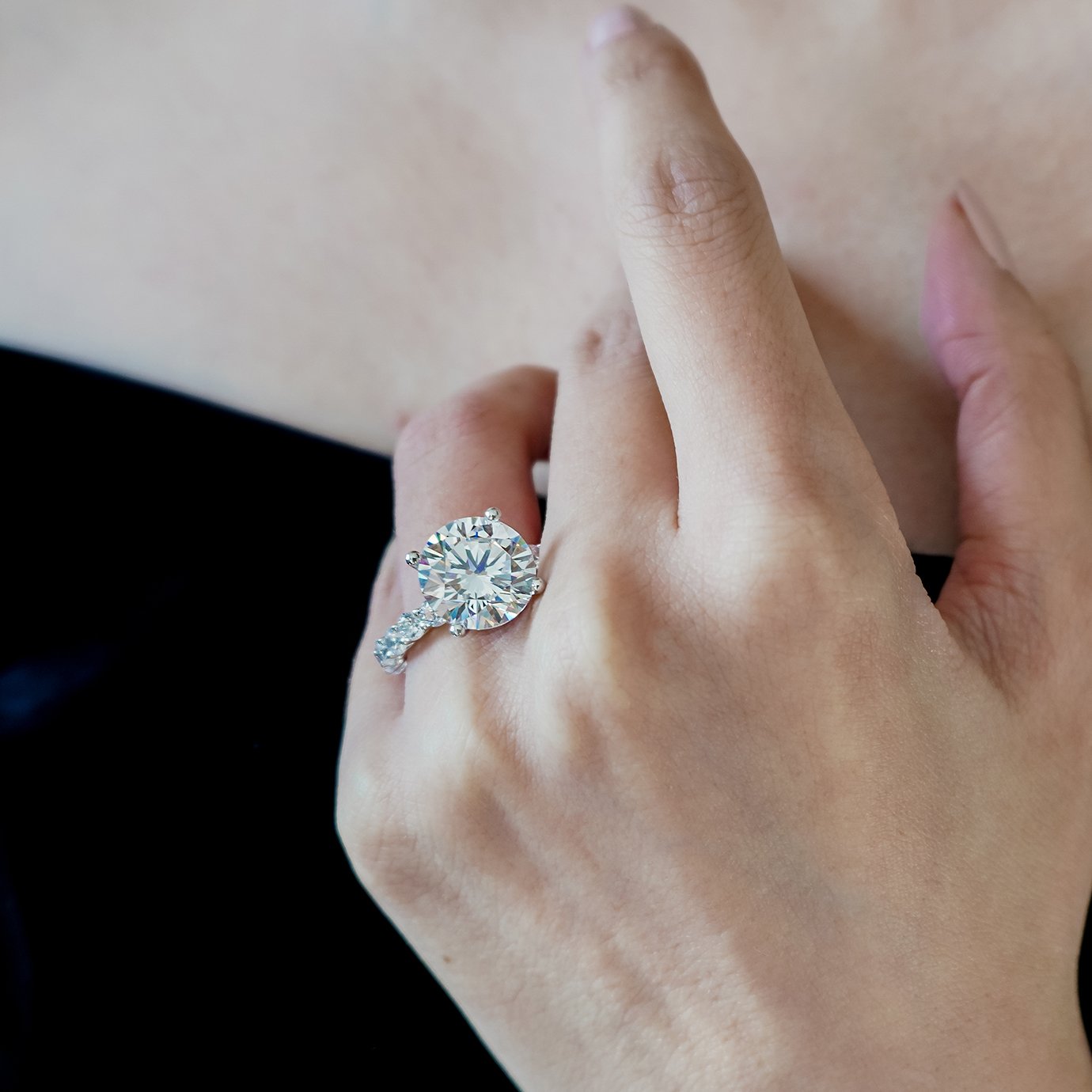 Round Pave Lab Grown Diamond Engagement Ring