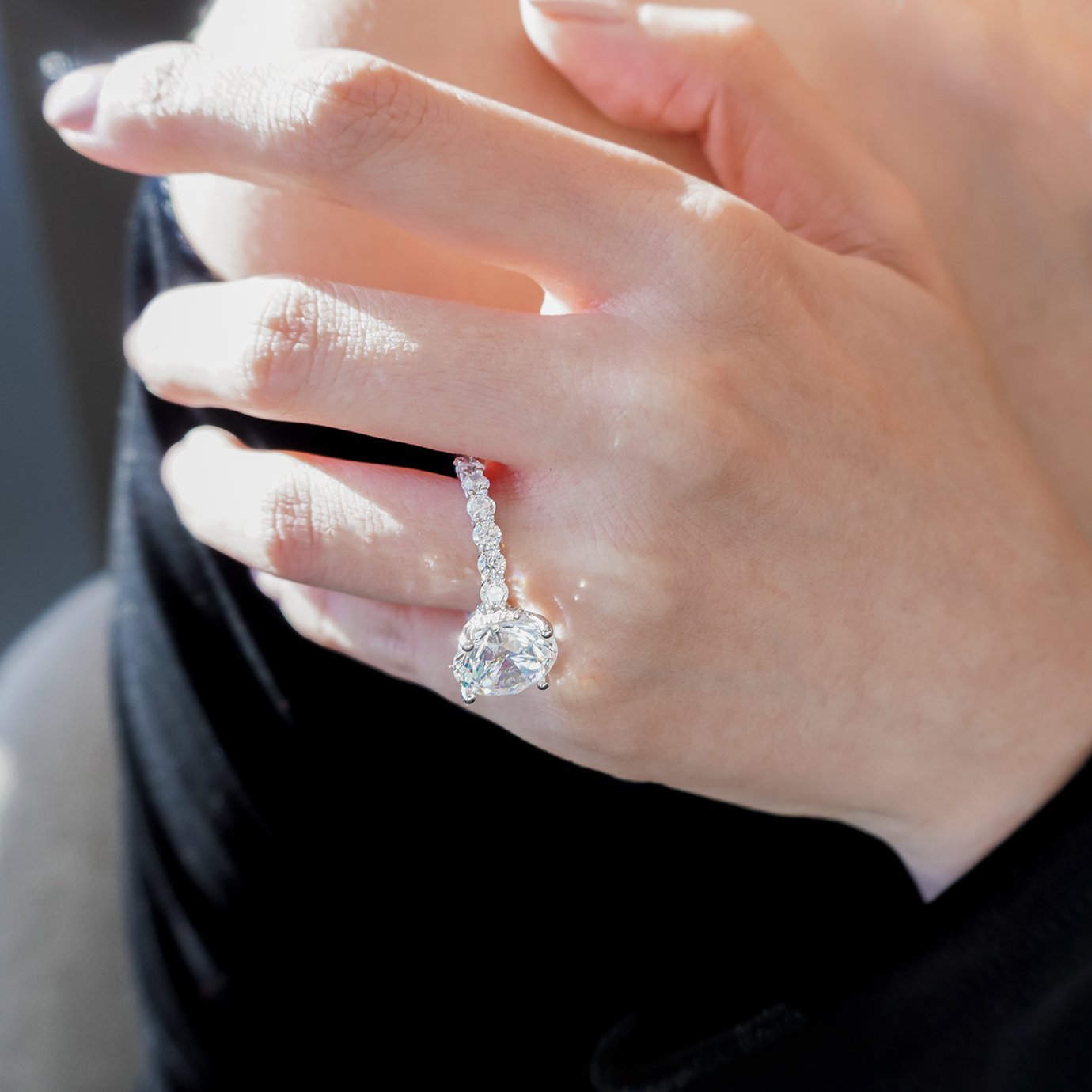 Round Pave Lab Grown Diamond Engagement Ring