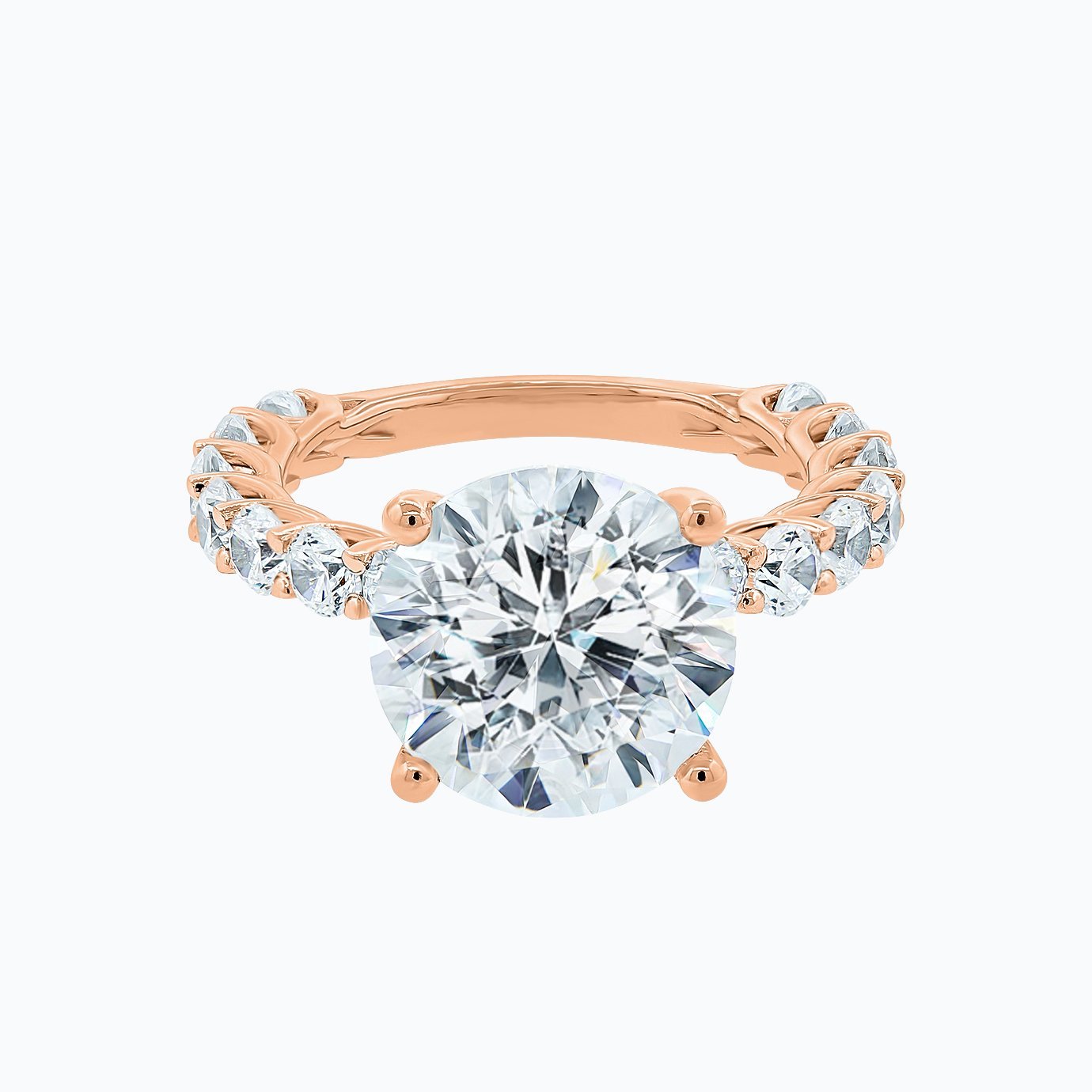 Round Pave Lab Grown Diamond Engagement Ring