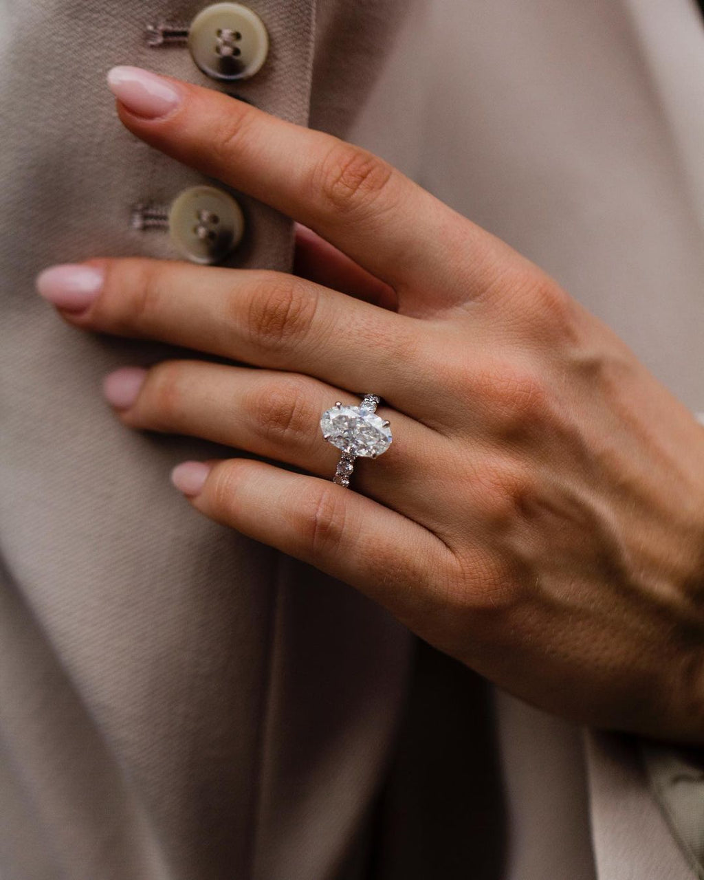 5.10 CT Oval Cut Hidden Halo Moissanite Engagement Ring 3