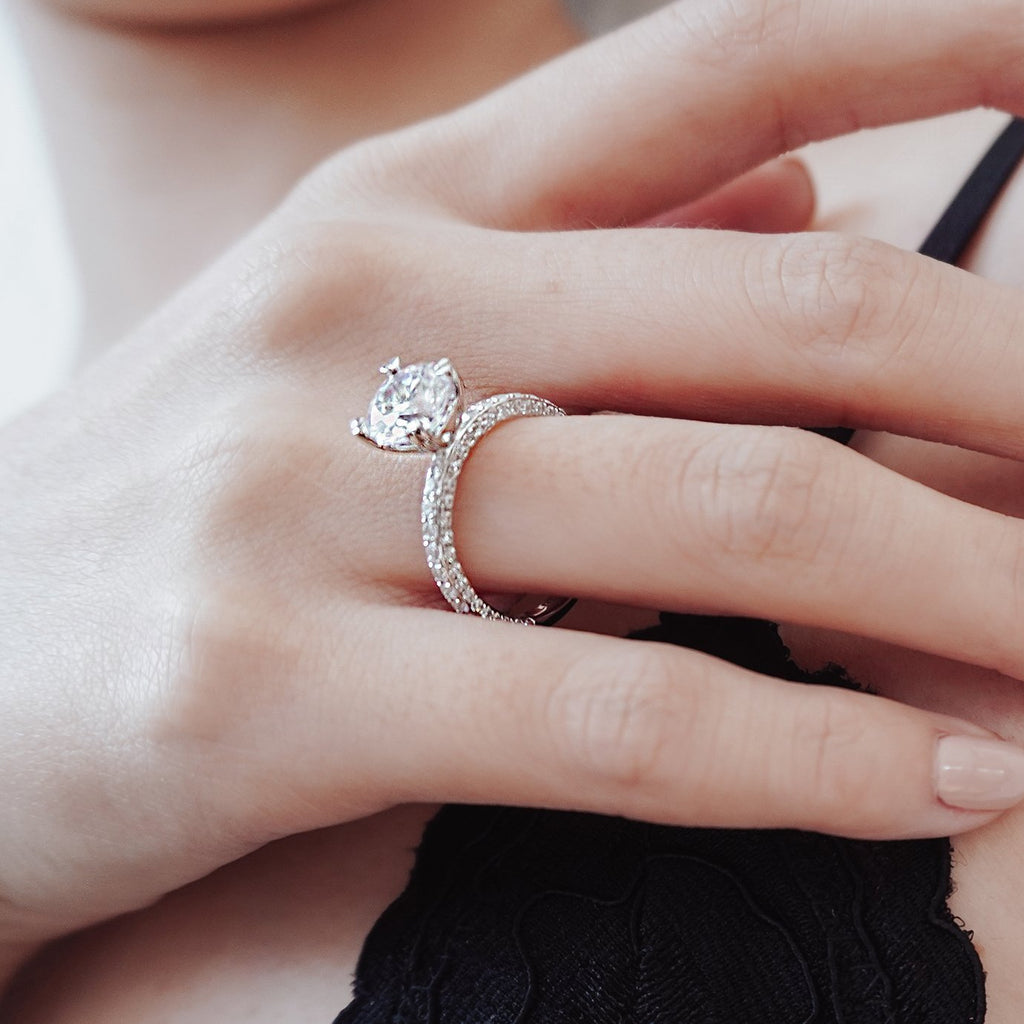 Round Triple Pave Lab Grown Diamond Engagement Ring