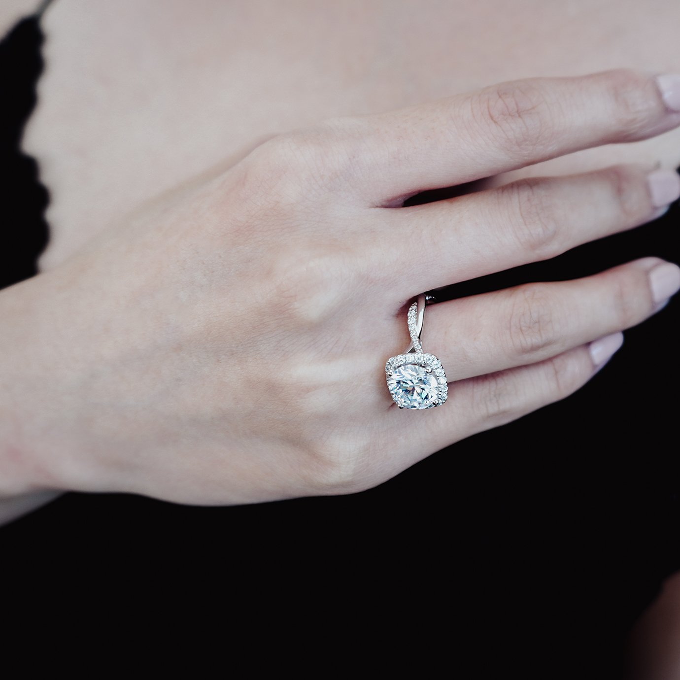 Round Halo & Pave Lab Grown Diamond Engagement Ring