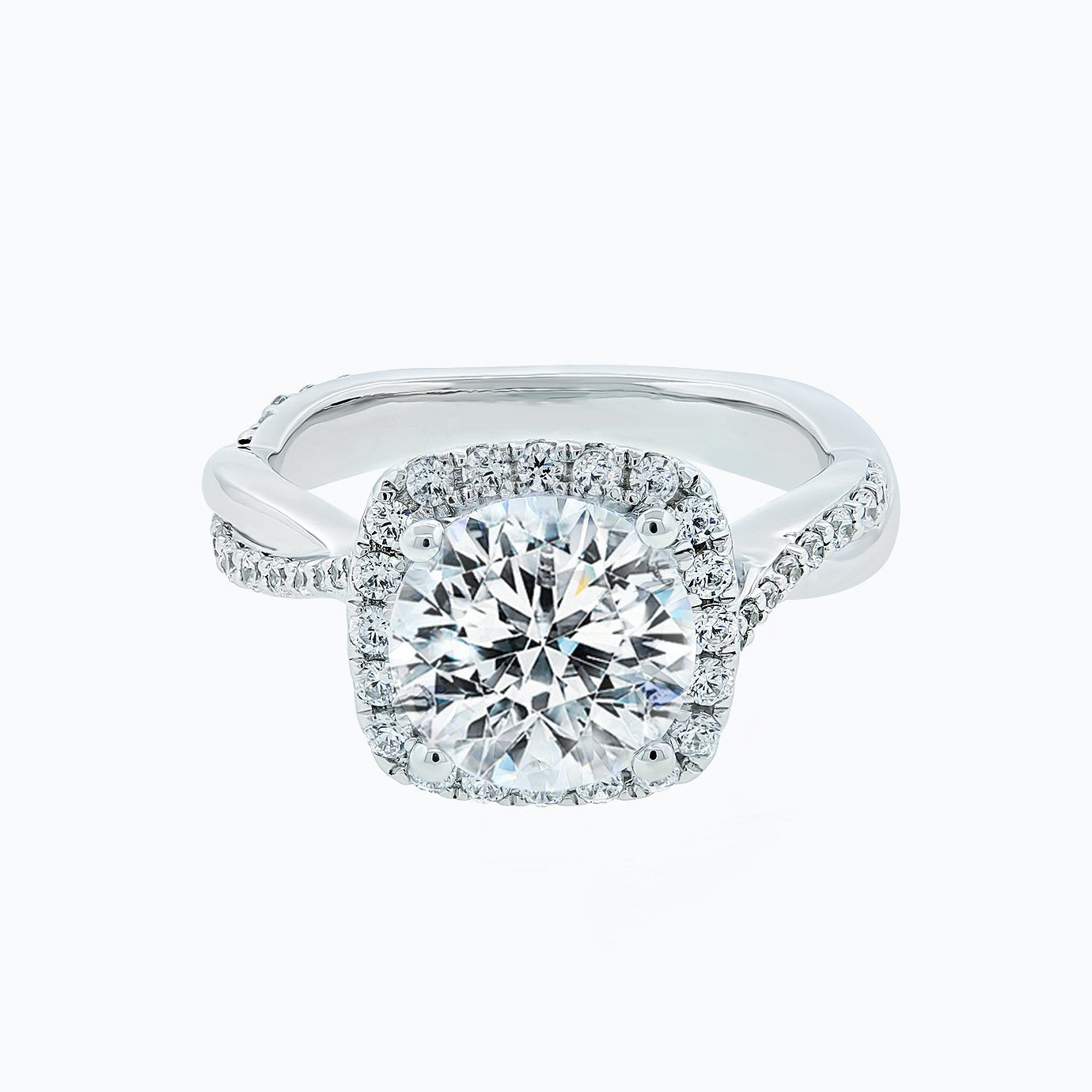 Round Halo & Pave Lab Grown Diamond Engagement Ring