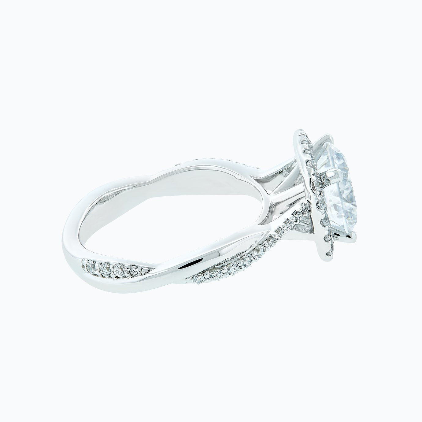 Round Halo & Twisted Pave Lab Grown Diamond Engagement Ring