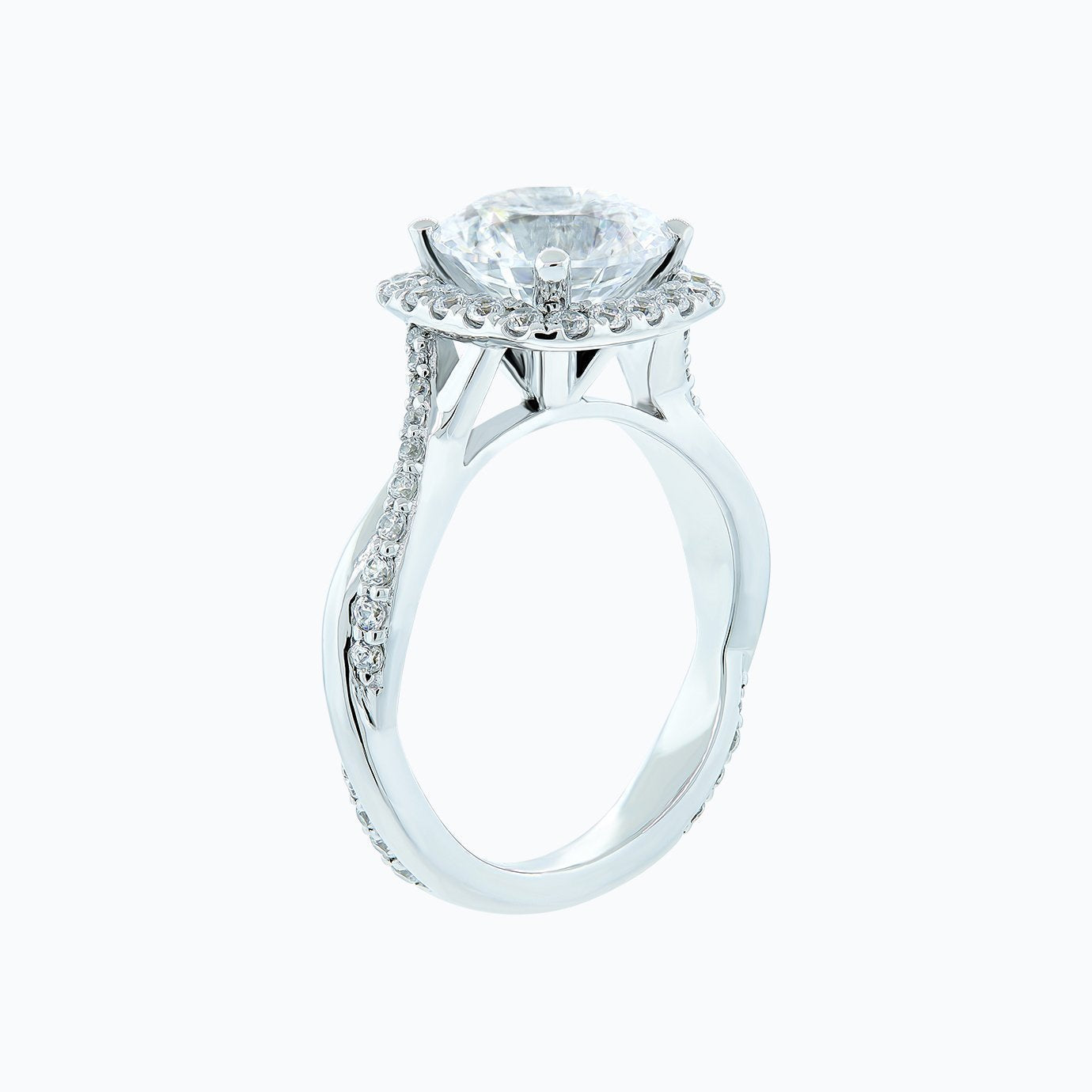 Round Halo & Pave Lab Grown Diamond Engagement Ring