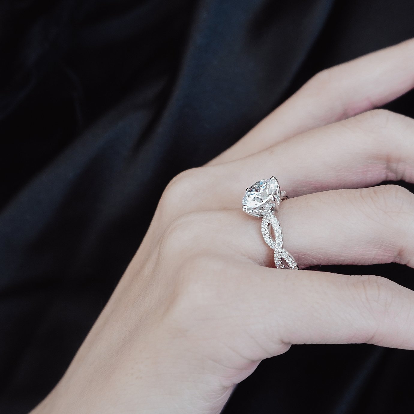 Round Criss - Cross Pave Lab Grown Diamond Engagement Ring