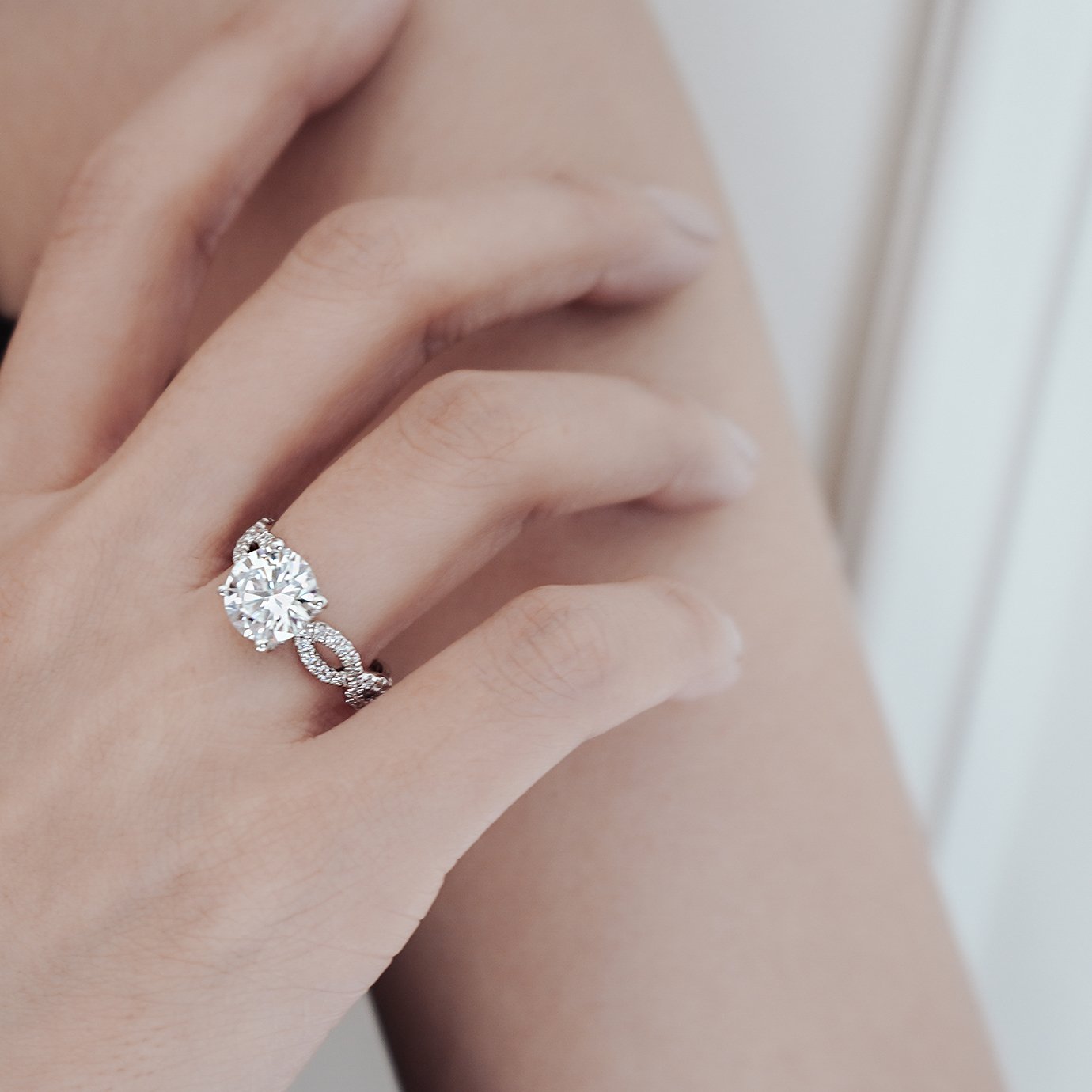 Round Criss - Cross Pave Lab Grown Diamond Engagement Ring