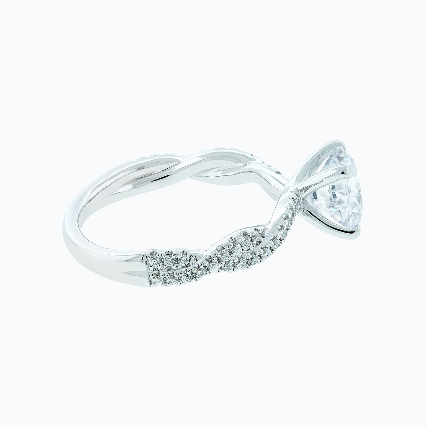 Round Twisted Pave Lab Grown Diamond Engagement Ring