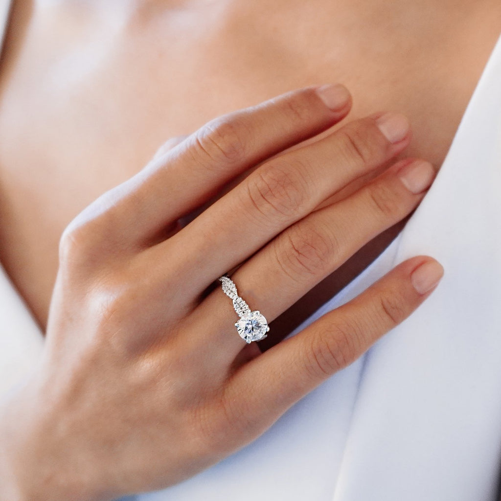 Round Twisted Pave Lab Grown Diamond Engagement Ring