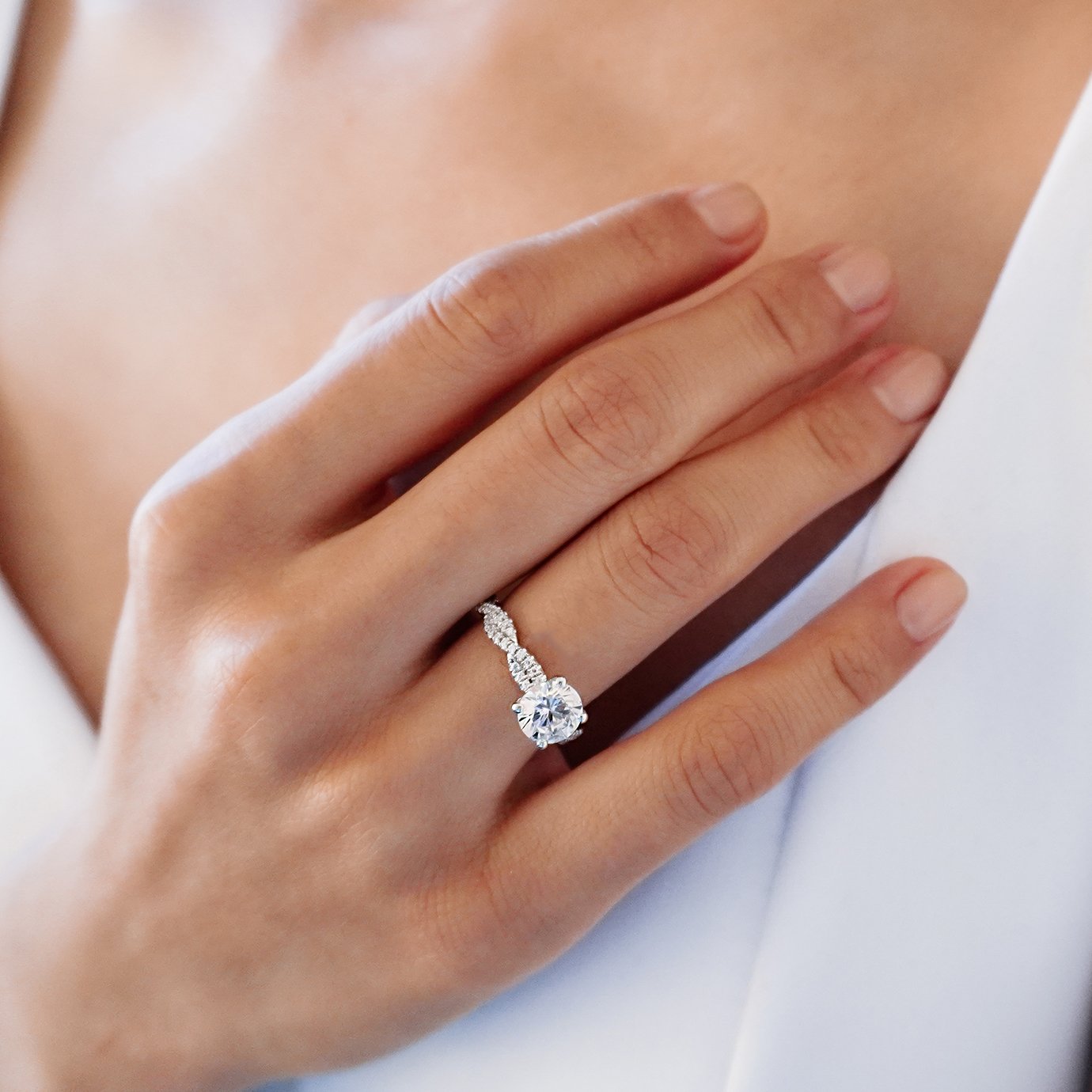 Round Twisted Pave Lab Grown Diamond Engagement Ring