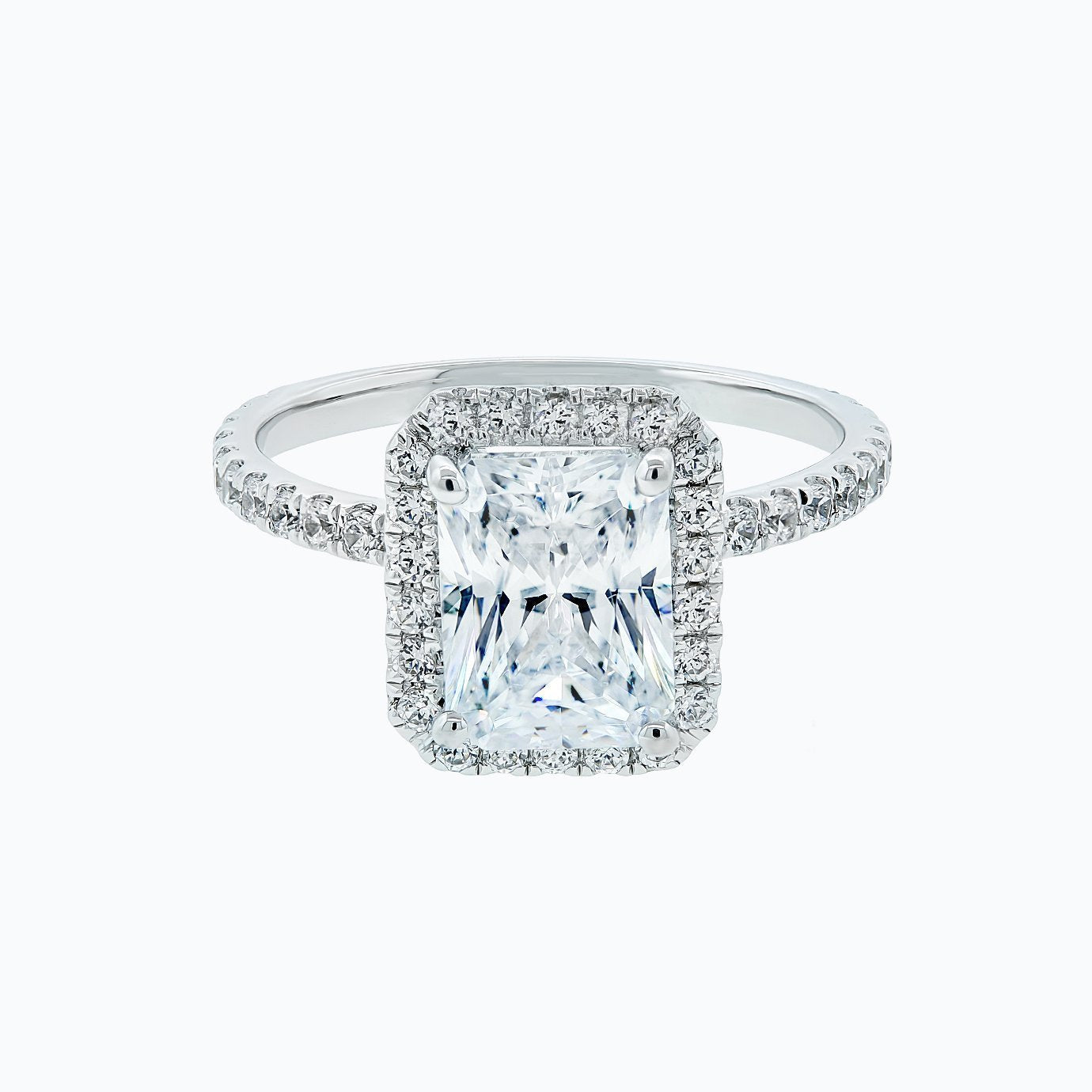Radiant Halo & Pave Lab Grown Diamond Engagement Ring