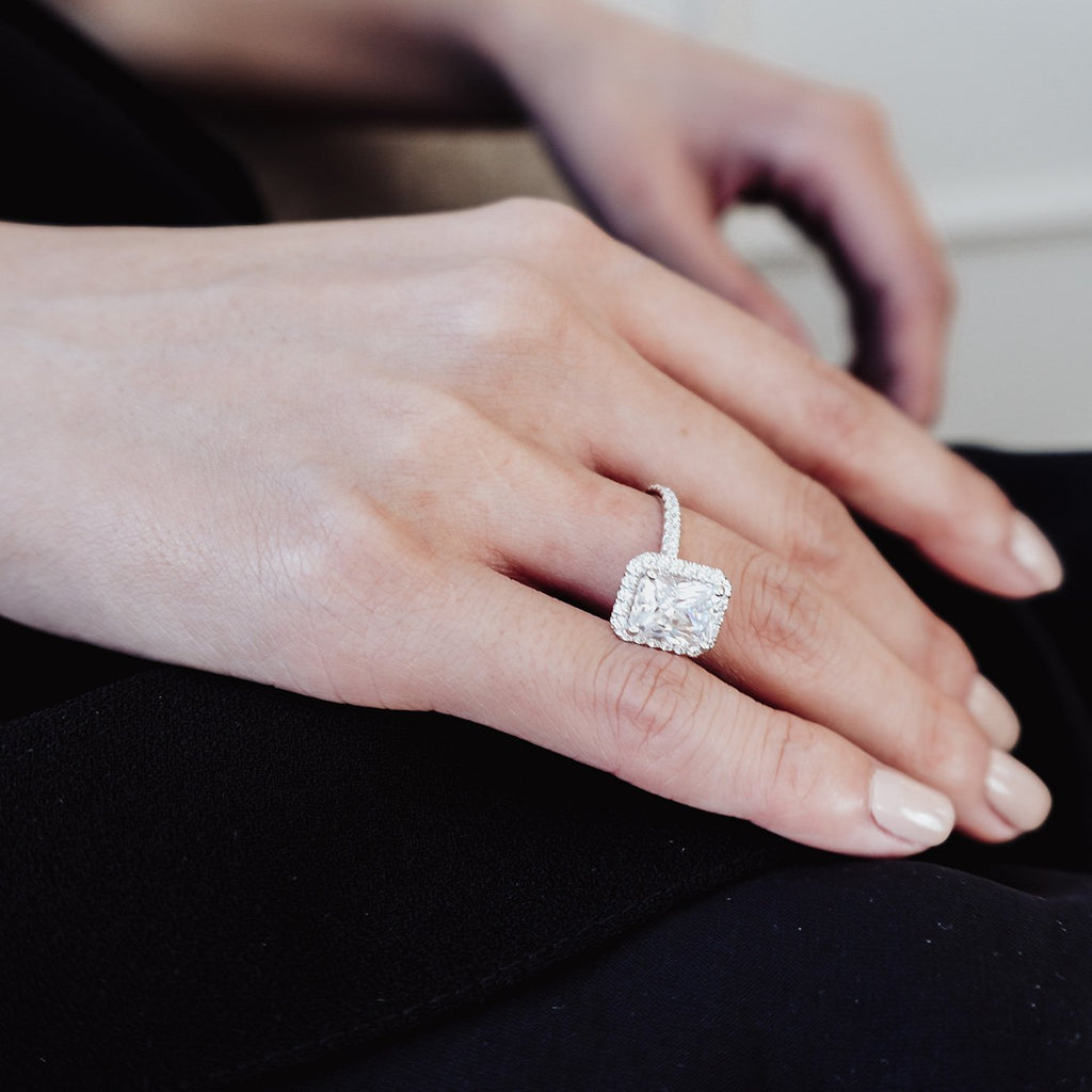 Radiant Halo & Pave Lab Grown Diamond Engagement Ring