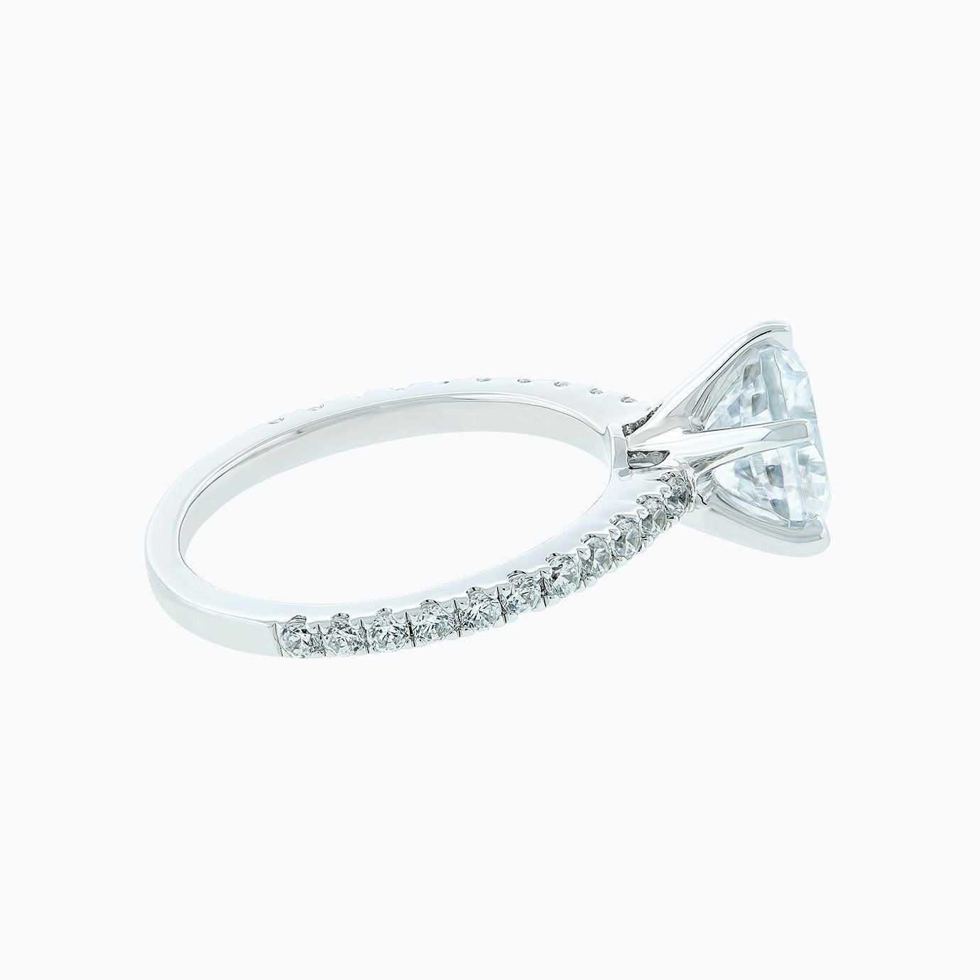 Round Pave Setting Lab Grown Diamond Engagement Ring