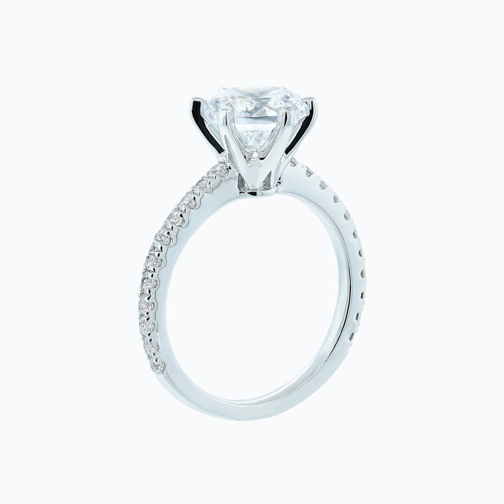Round Pave Setting Lab Grown Diamond Engagement Ring