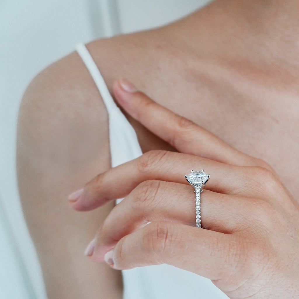 Round Pave Setting Lab Grown Diamond Engagement Ring