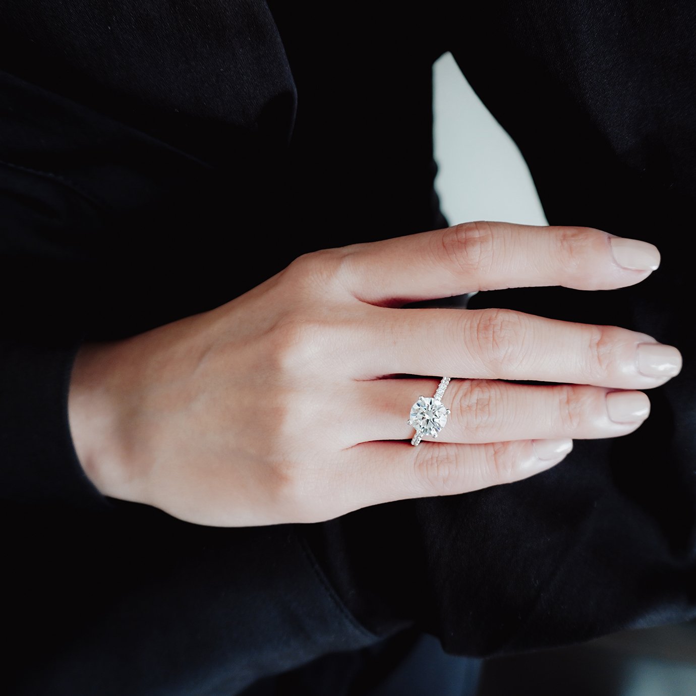 Round Pave Lab Grown Diamond Engagement Ring