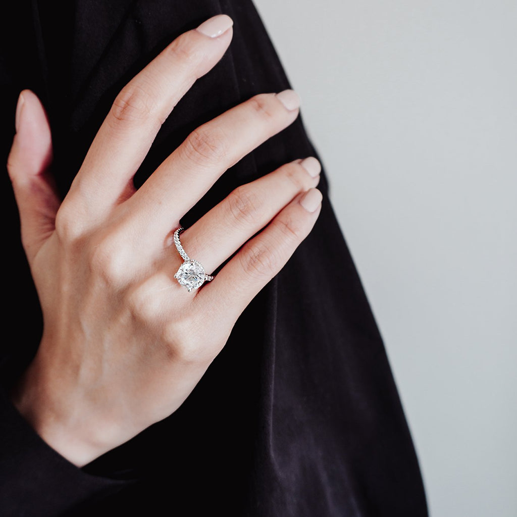 Round Pave Lab Grown Diamond Engagement Ring