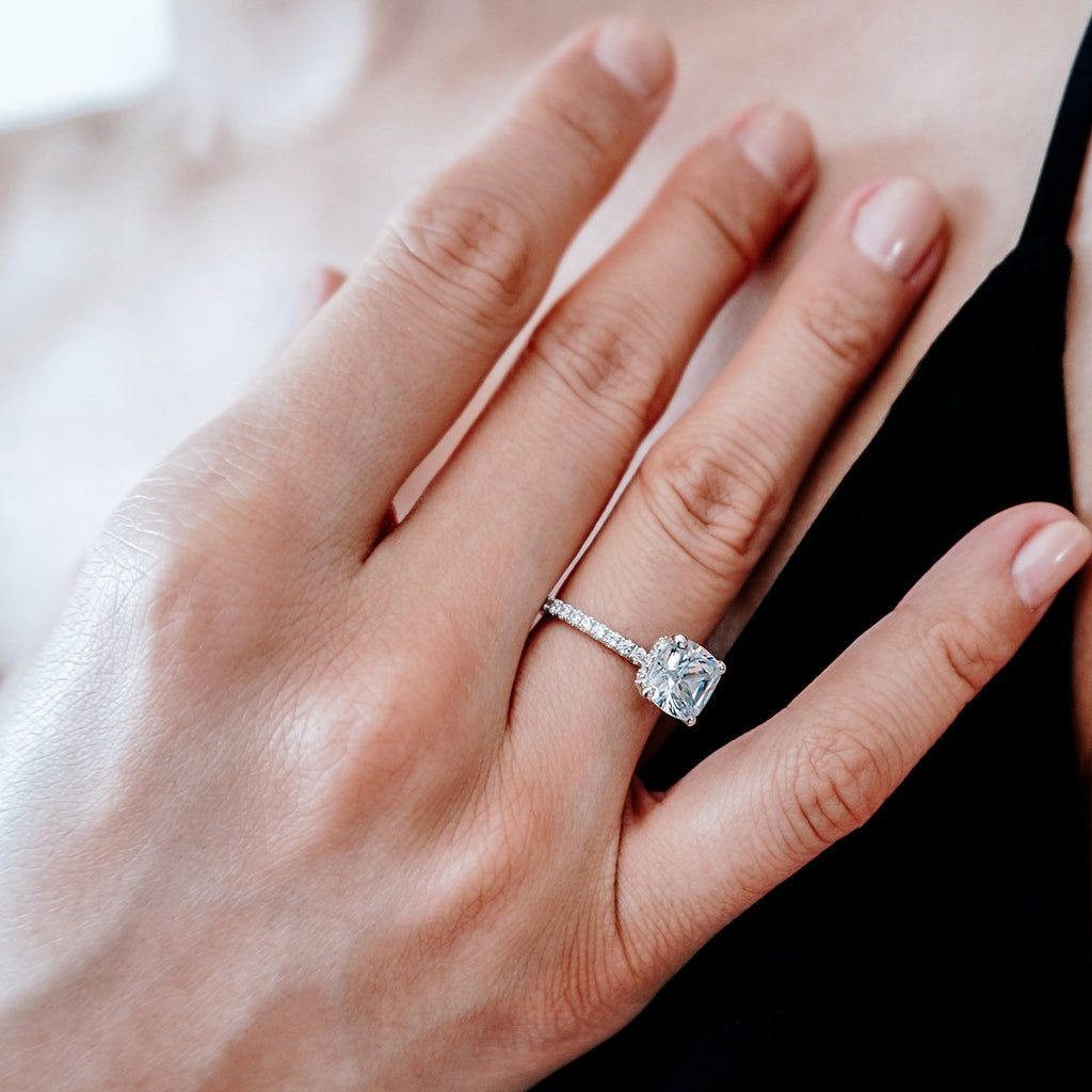 Cushion Pave Lab Grown Diamond Engagement Ring