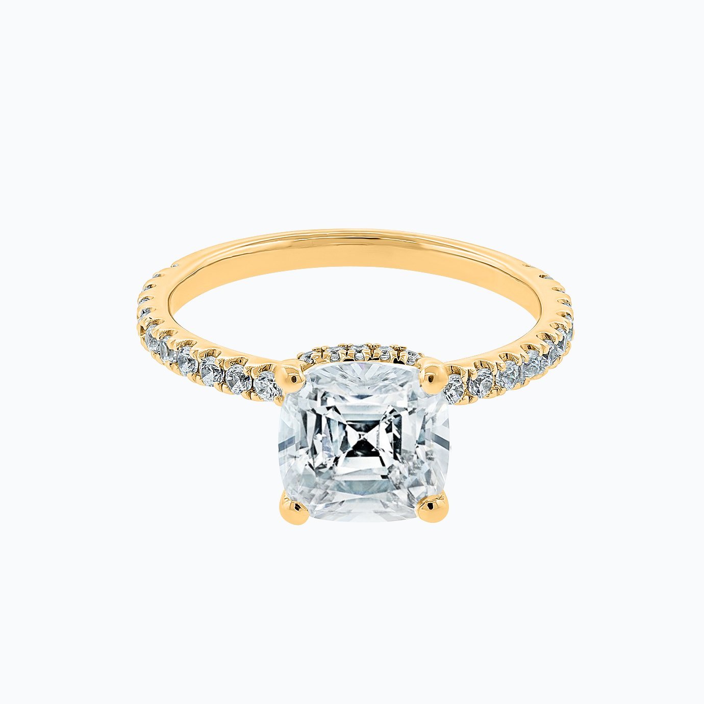 Cushion Pave Lab Grown Diamond Engagement Ring