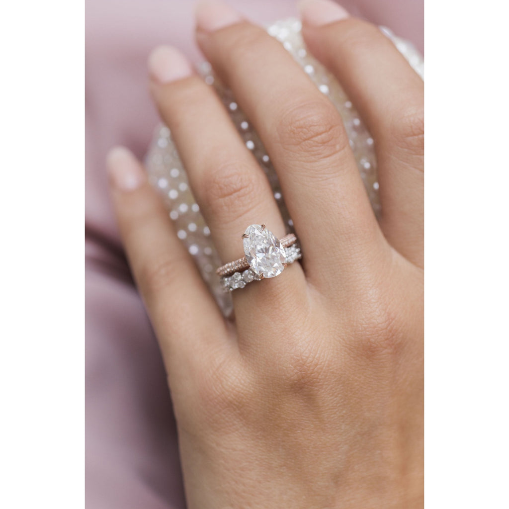 3.2 CT Pear Moissanite Ring Featuring Hidden Halo Pave Style 2