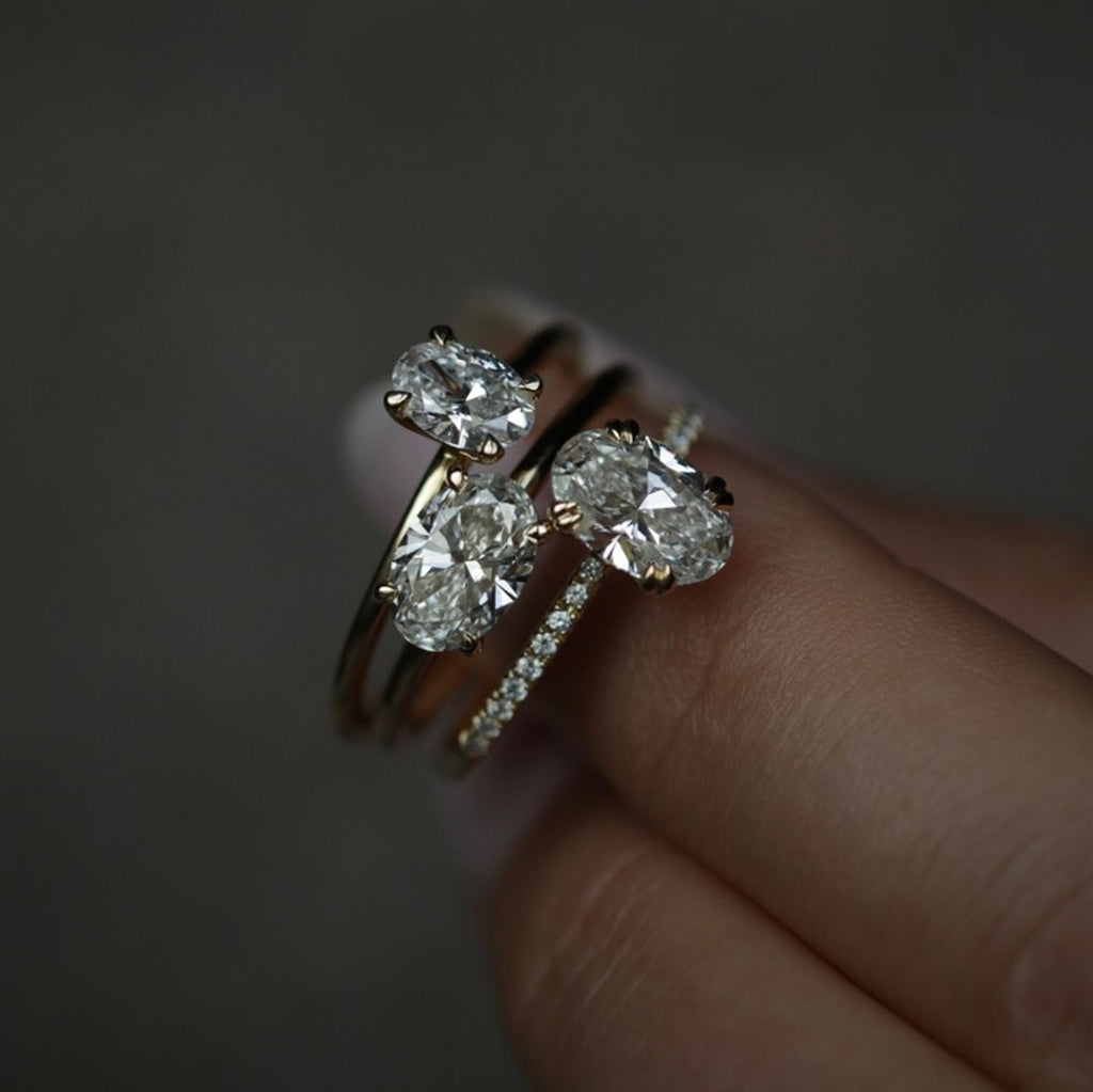 Oval Cut Pave Lab Grown Diamond Engagement Ring