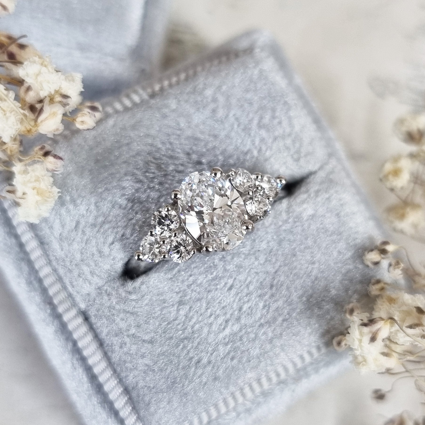 Oval Cluster Lab Grown Diamond Engagement Ring