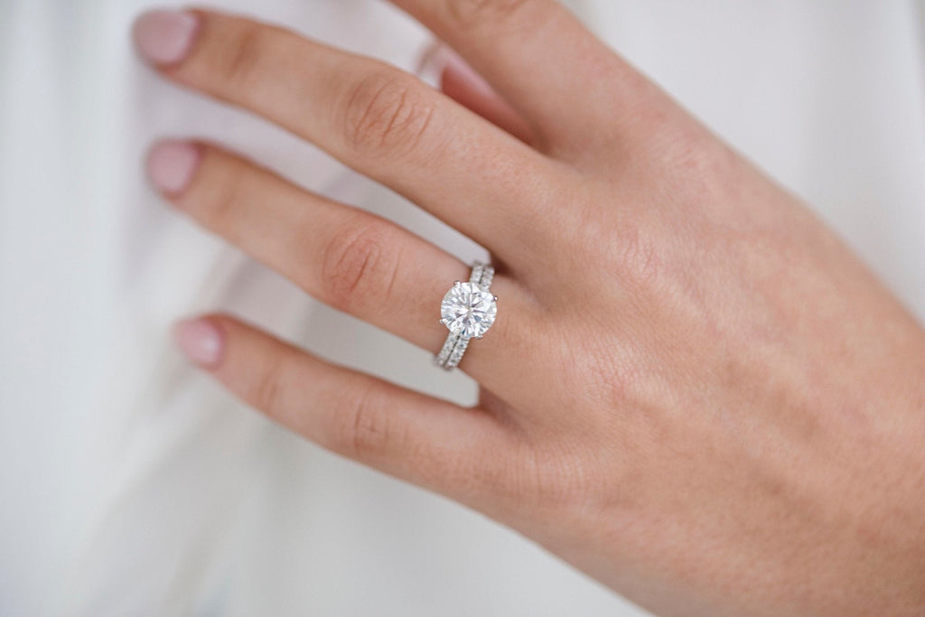 2.50 CT Round Cut Hidden Halo Moissanite Engagement Ring 2