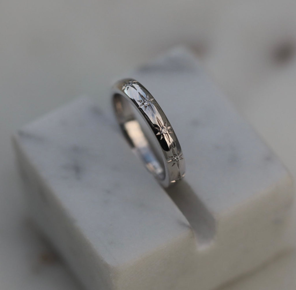 0.10 CT Round Flush Setting Lab Grown Diamond Wedding Band