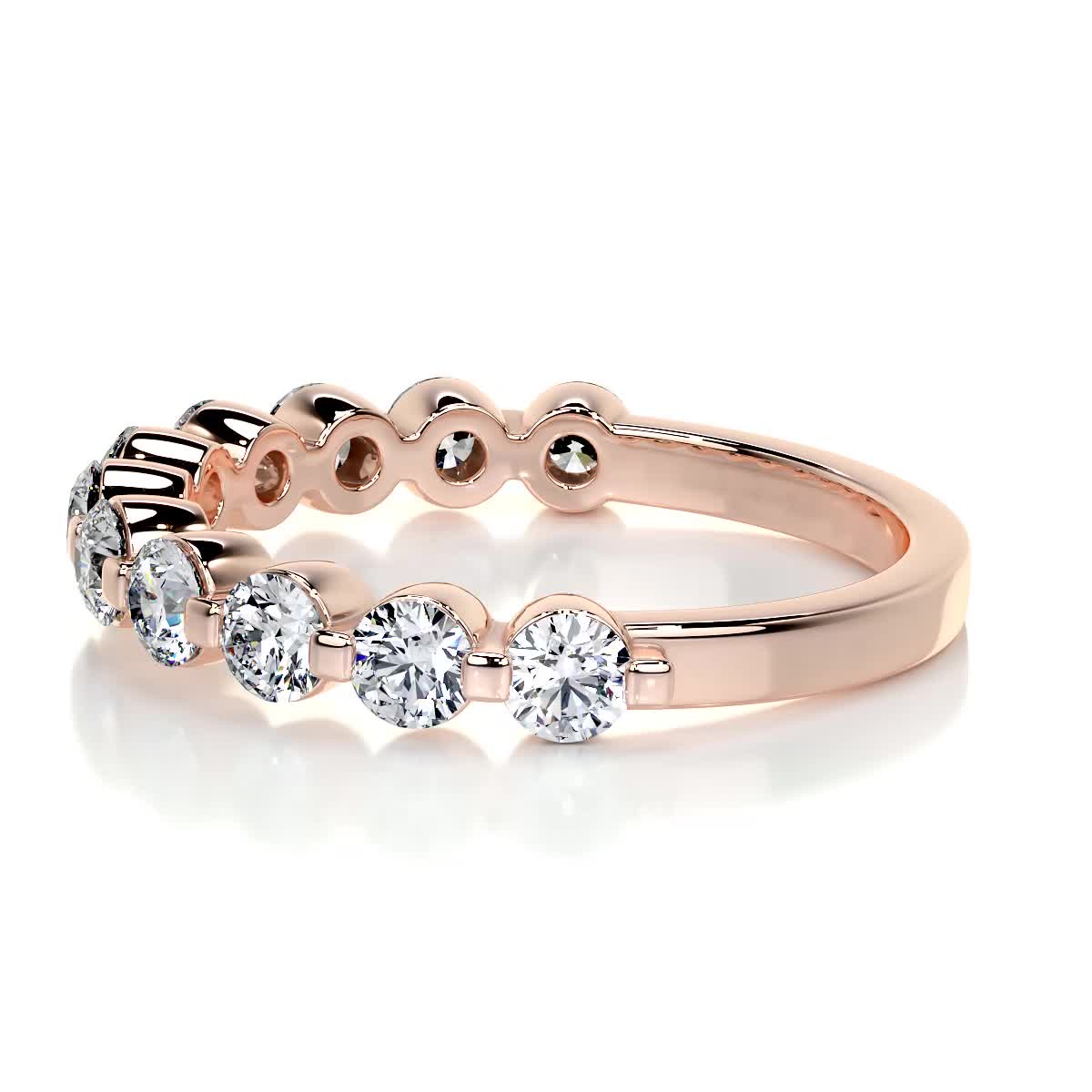 1 CT Round Half Eternity Lab Grown Diamond Wedding Band