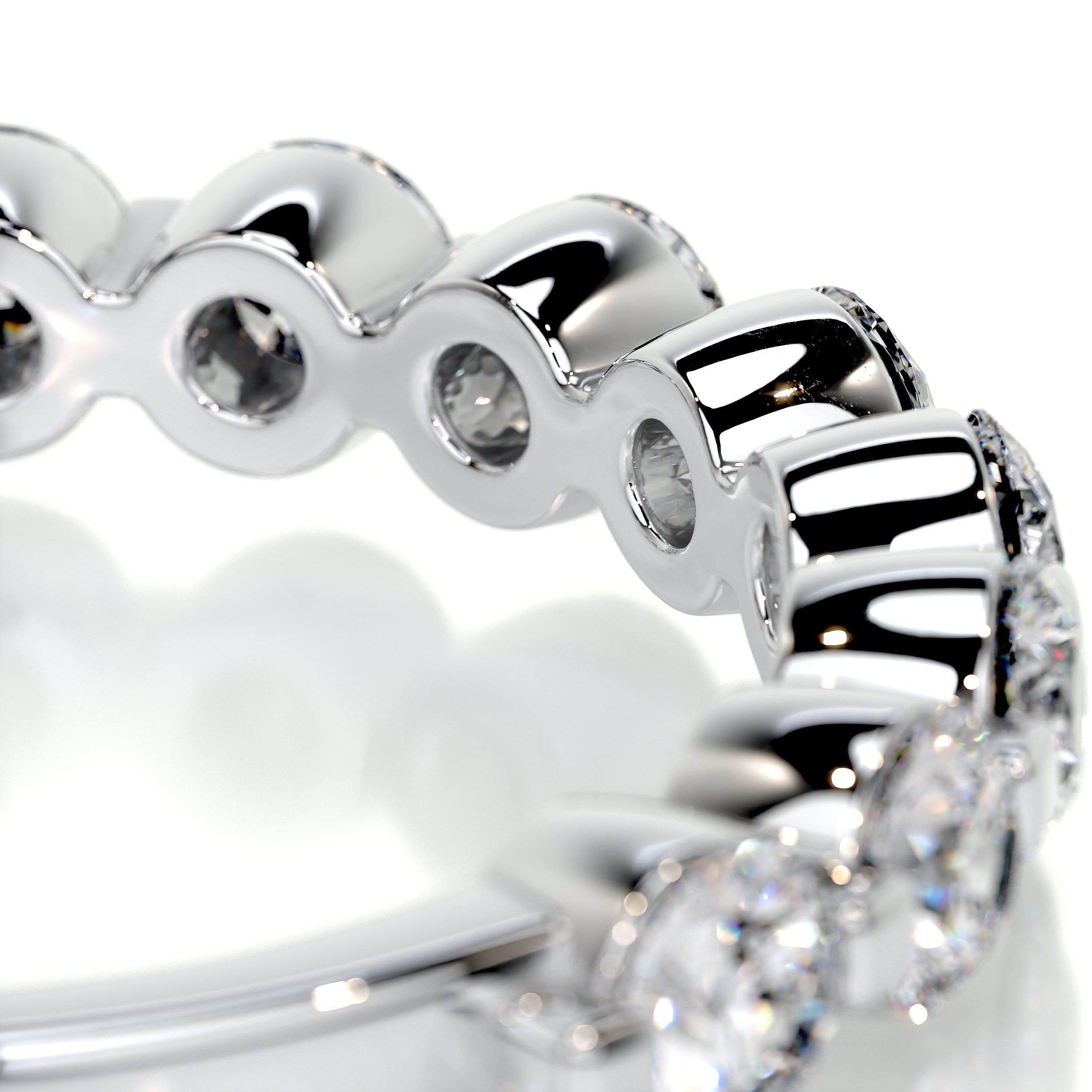 1 CT Round Half Eternity Lab Grown Diamond Wedding Band