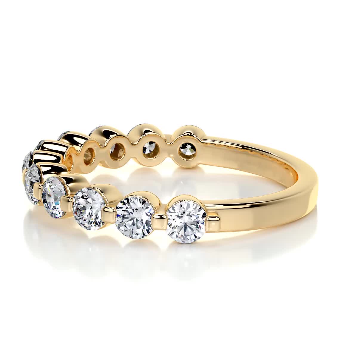 1 CT Round Half Eternity Lab Grown Diamond Wedding Band