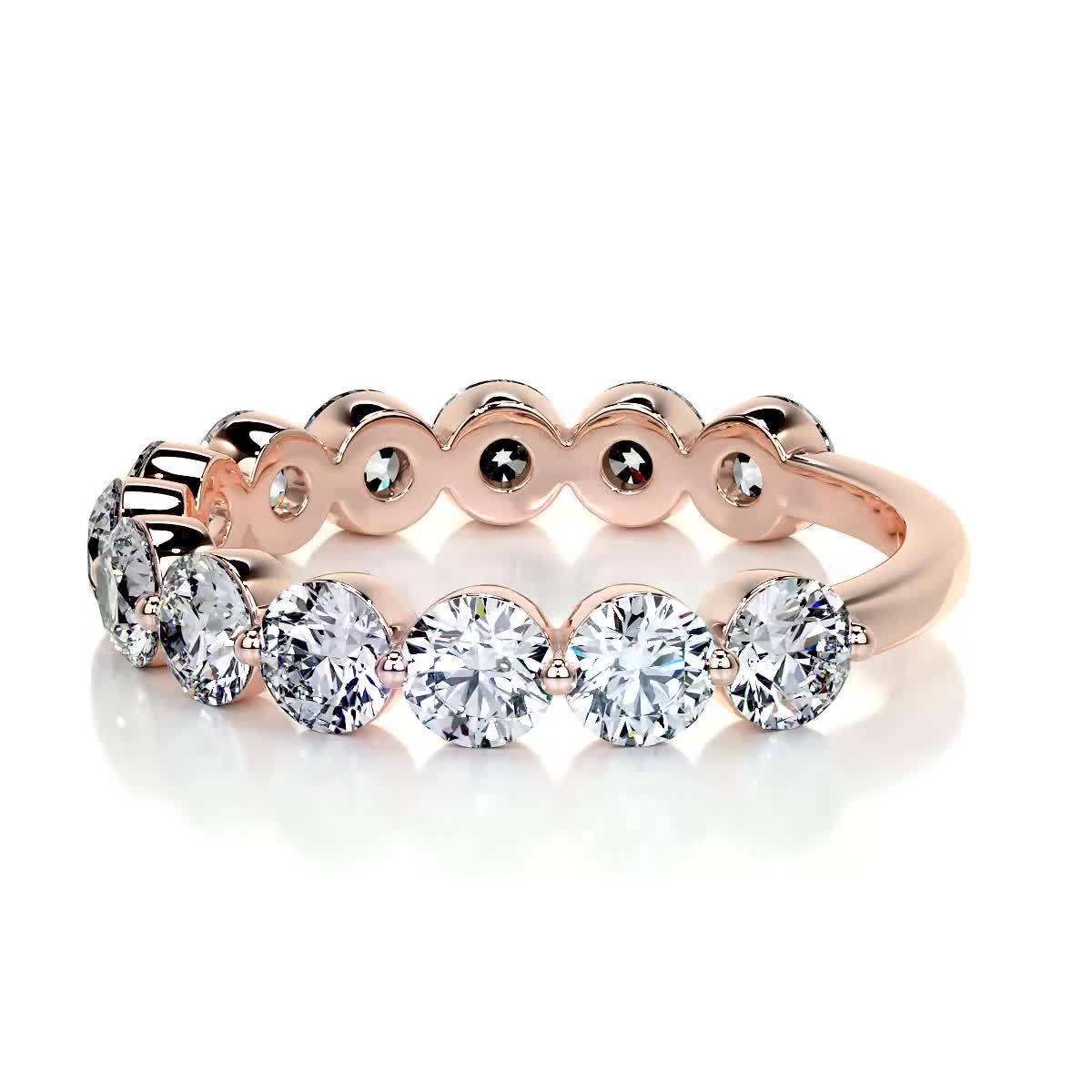 2 CT Round Half Eternity Lab Grown Diamond Wedding Band