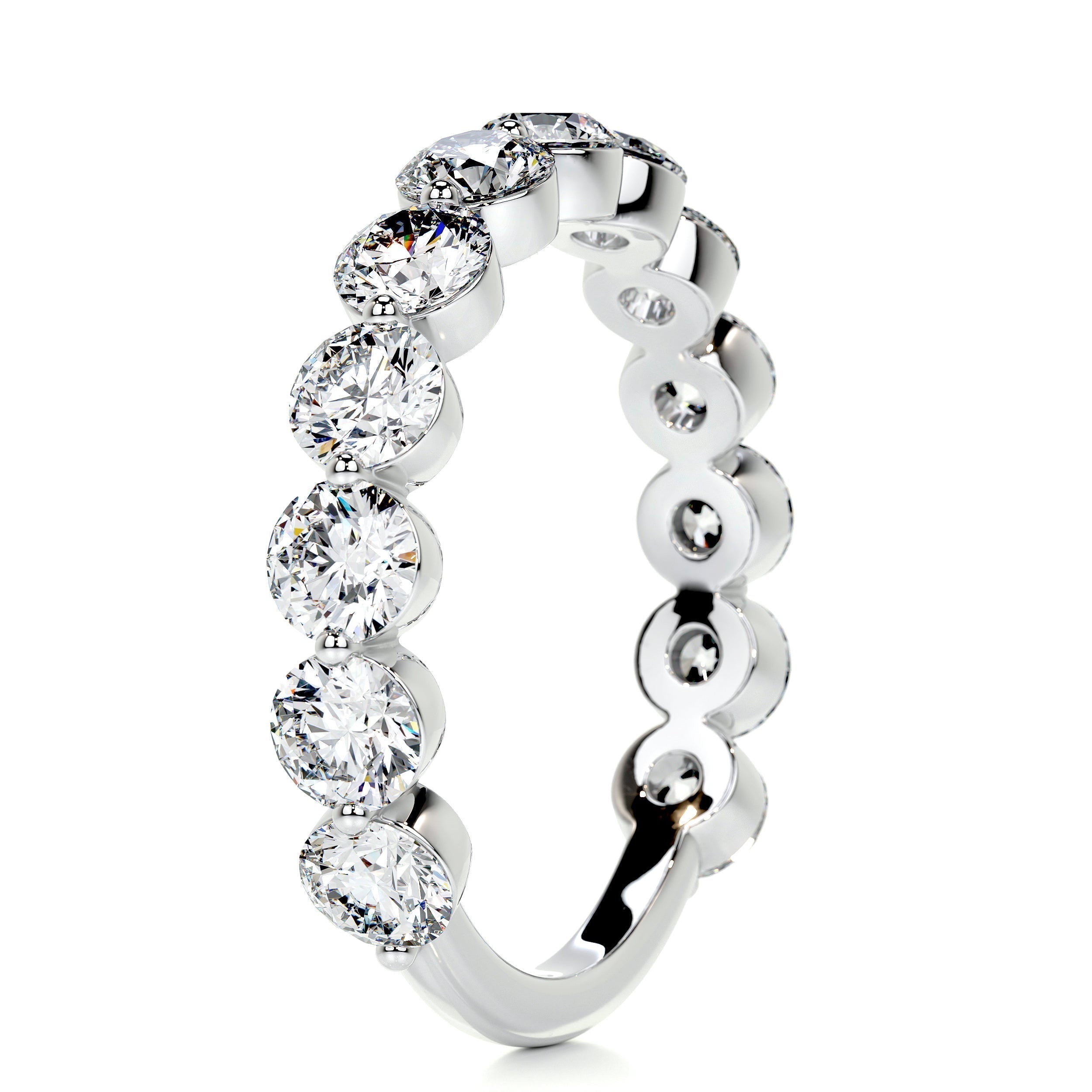 2 CT Round Half Eternity Lab Grown Diamond Wedding Band
