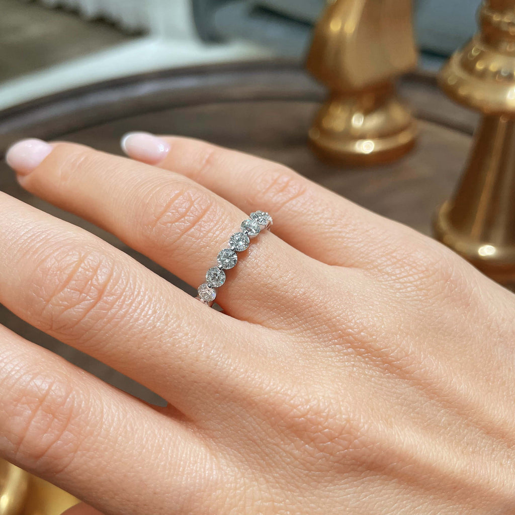 2 CT Round Half Eternity Lab Grown Diamond Wedding Band