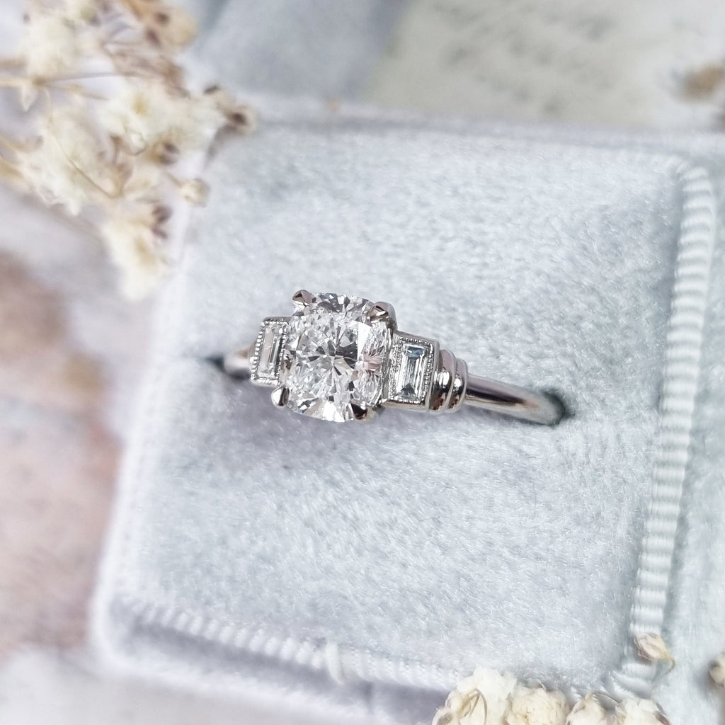 1.0 CT Cushion Three Stone Lab Grown Diamond Engagement Ring