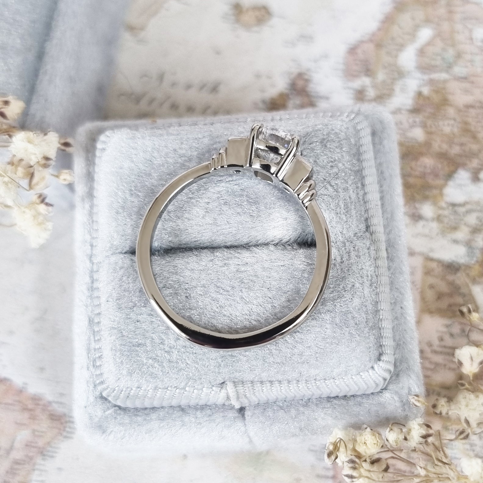 1.0 CT Cushion Three Stone Lab Grown Diamond Engagement Ring