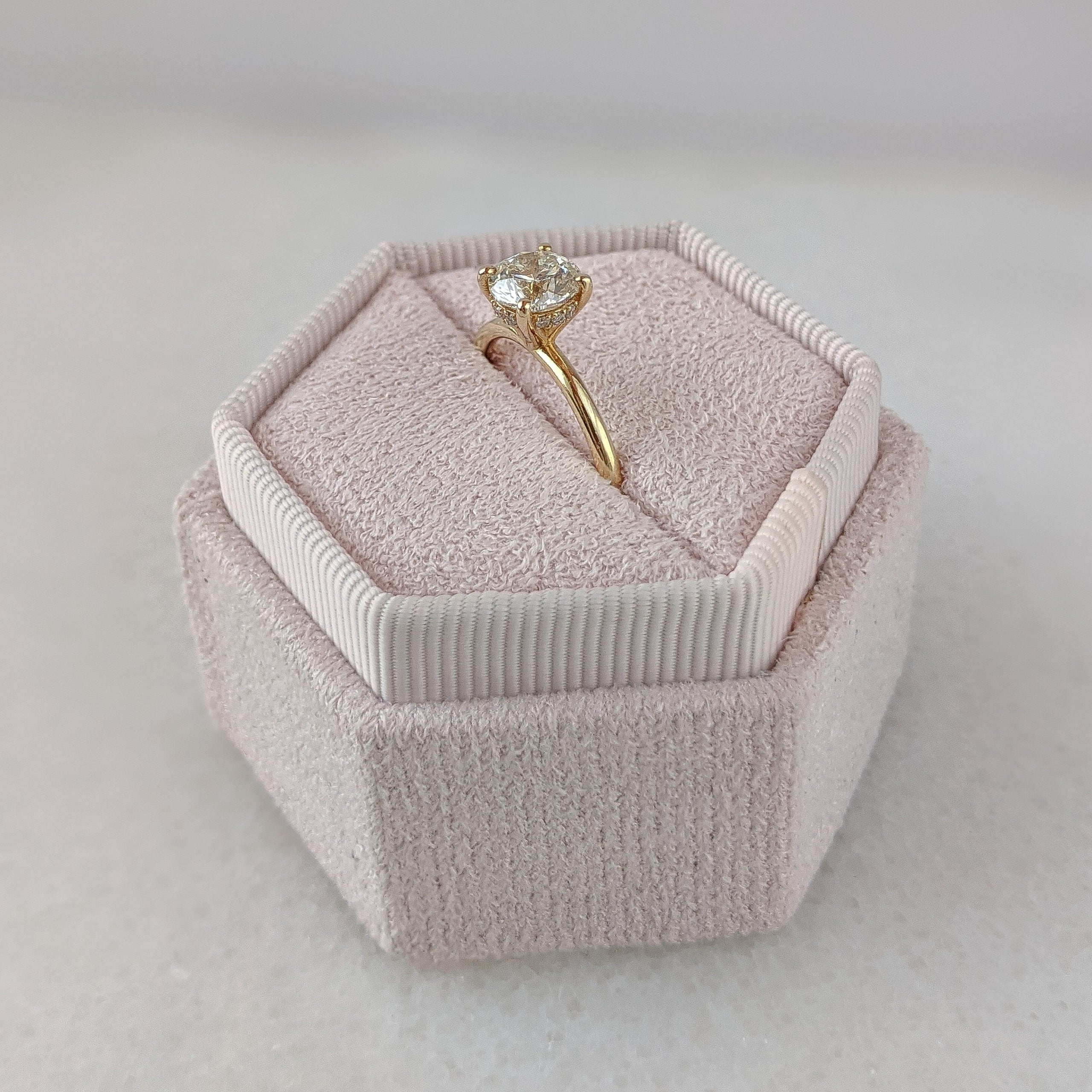 Round Hidden Halo Lab Grown Diamond Engagement Ring