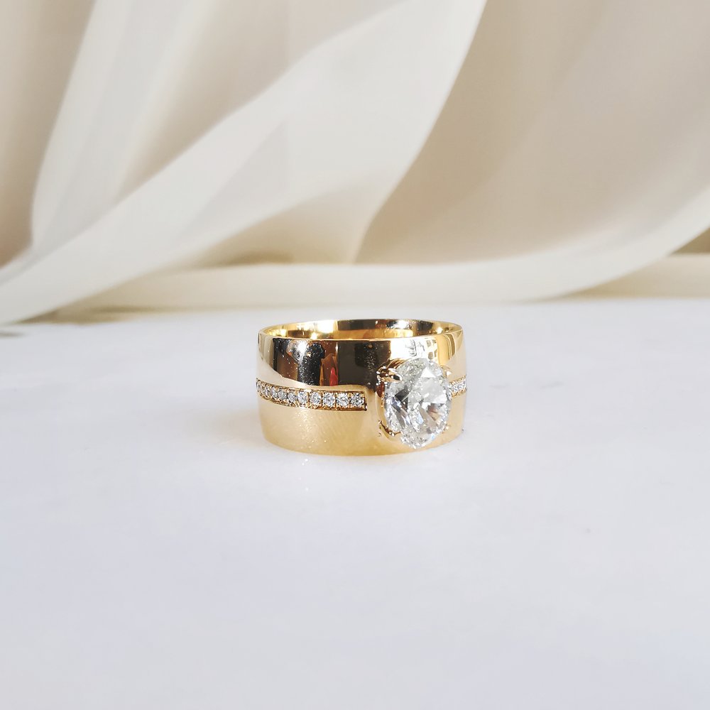 1.36 CT Oval & Round Unique Lab Grown Diamond Wedding Band