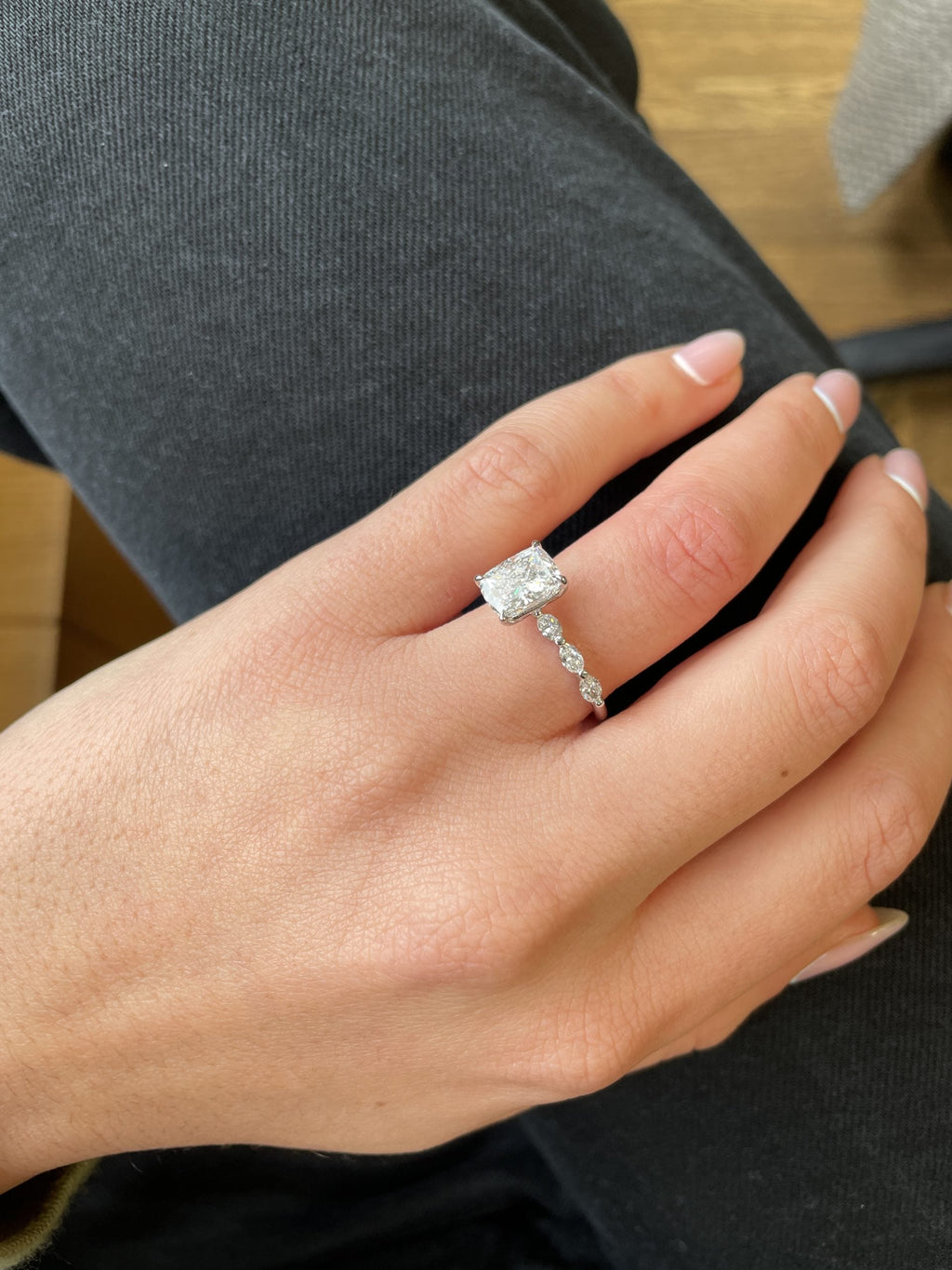 Cushion Cut Pave Lab Grown Diamond Engagement Ring