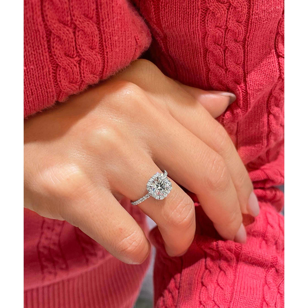 Round Halo Lab Grown Diamond Engagement Ring