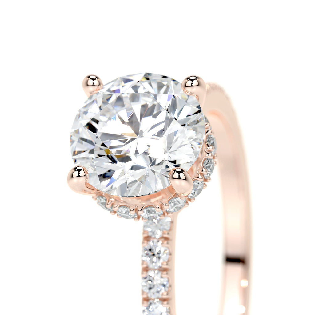 Round Hidden Halo Pave Lab Grown Diamond Engagement Ring