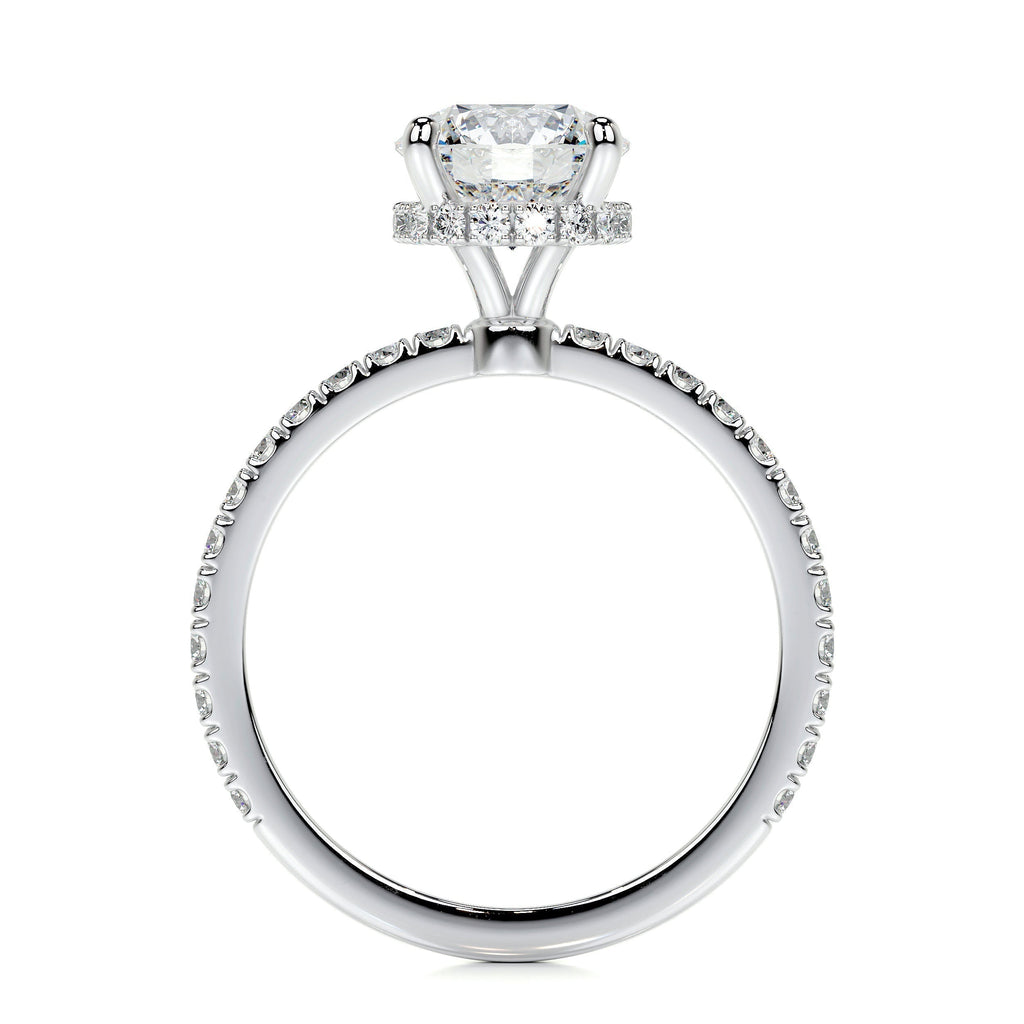 Round Hidden Halo Pave Lab Grown Diamond Engagement Ring