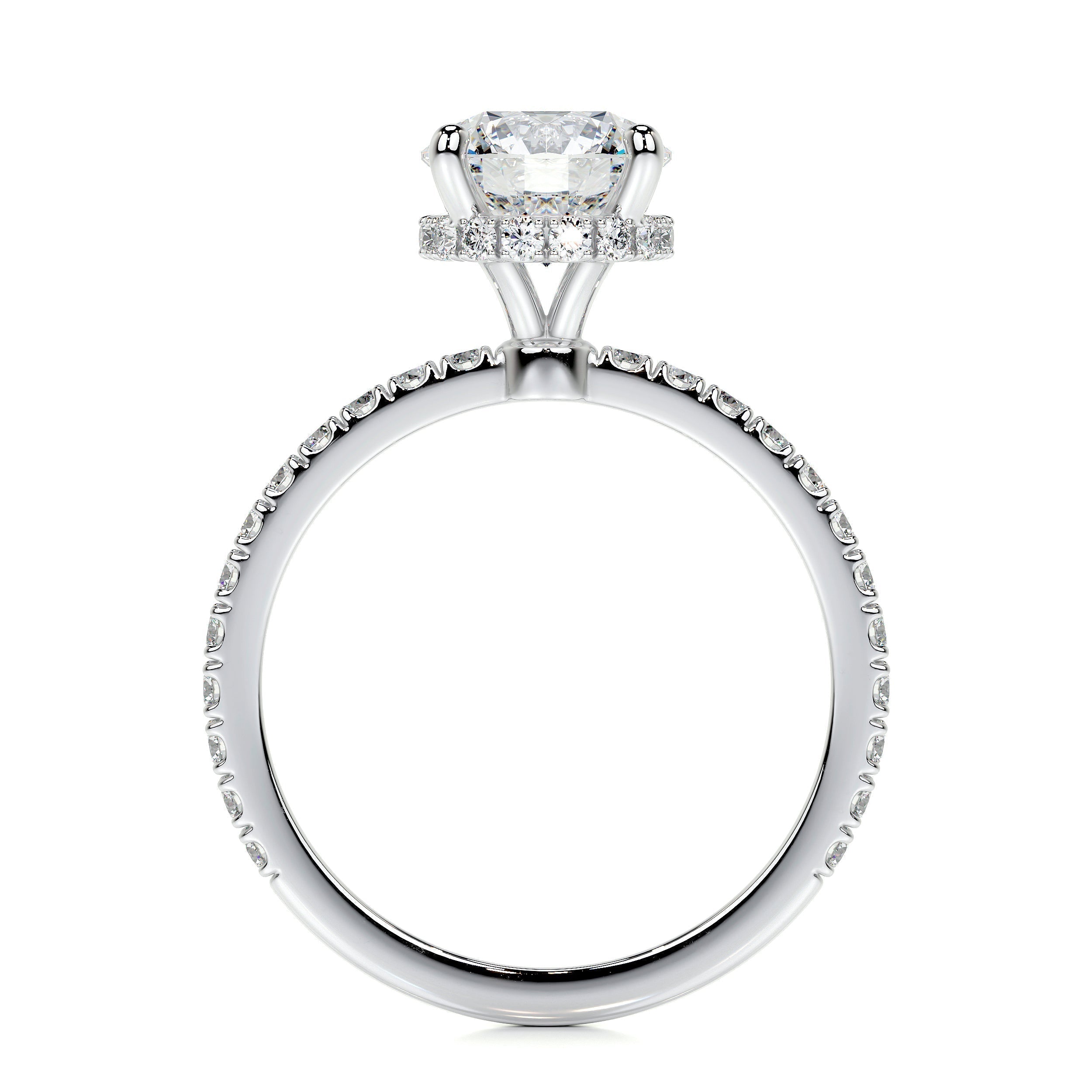 Round Hidden Halo Pave Lab Grown Diamond Engagement Ring