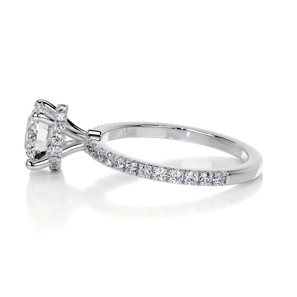 Round Hidden Halo Pave Lab Grown Diamond Engagement Ring