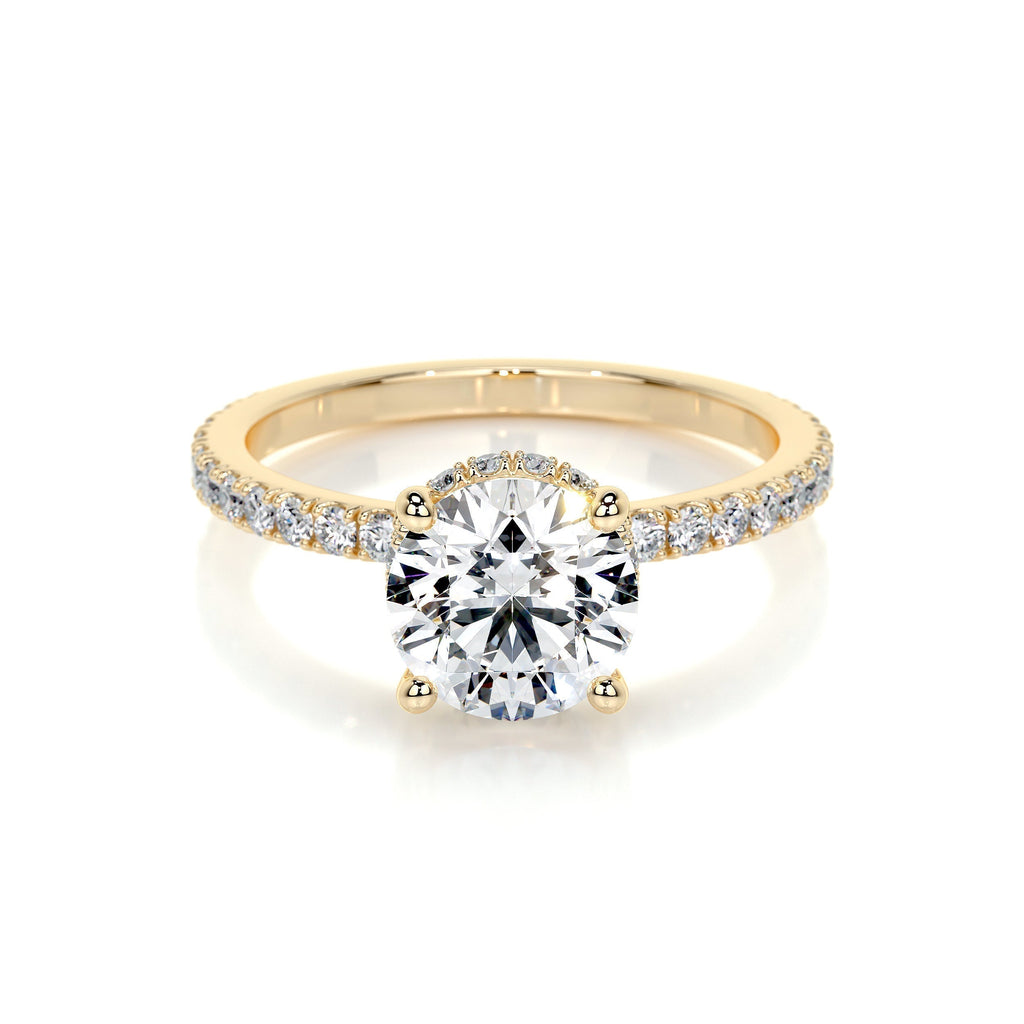 Round Hidden Halo Pave Lab Grown Diamond Engagement Ring