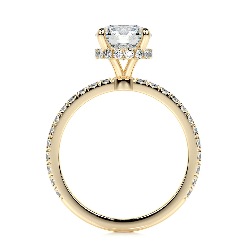 Round Hidden Halo Pave Lab Grown Diamond Engagement Ring