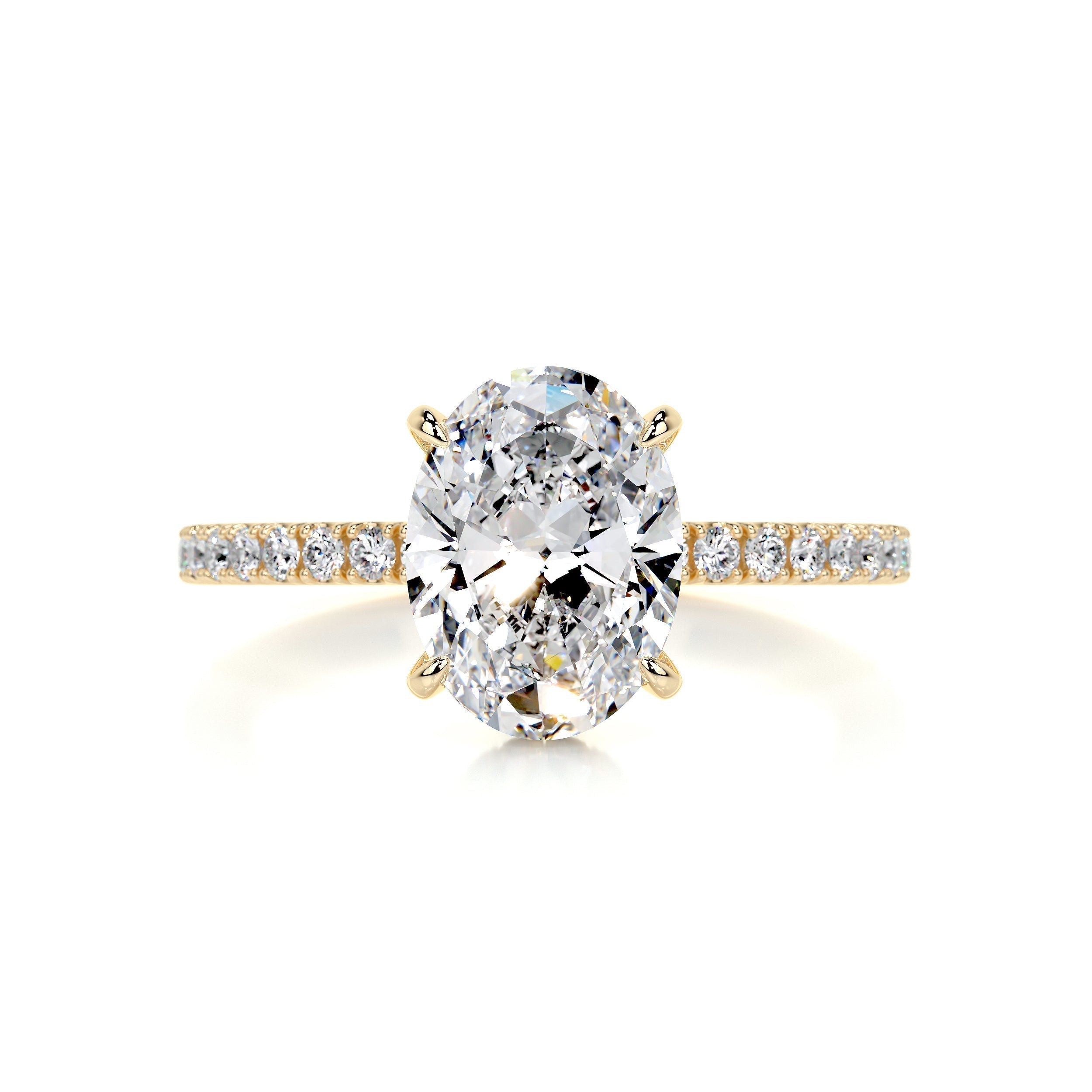 Oval Hidden Halo Pave Lab Grown Diamond Engagement Ring